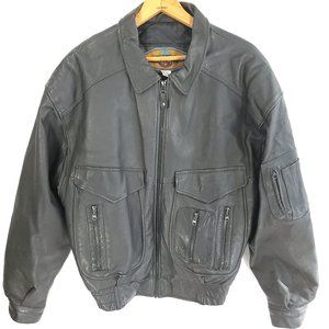 Weekends Leather Jacket Men's XL Zip Front Black Distressed